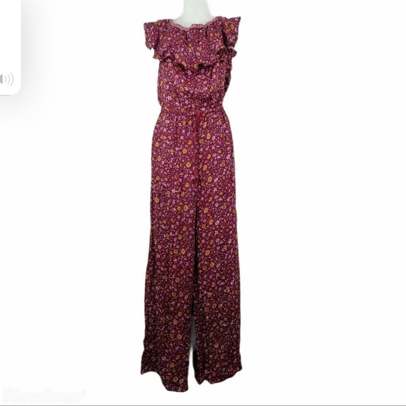 Chelsea & Violet Off Shoulder Ruffle Floral Jumpsuit Women size S - Picture 9 of 11